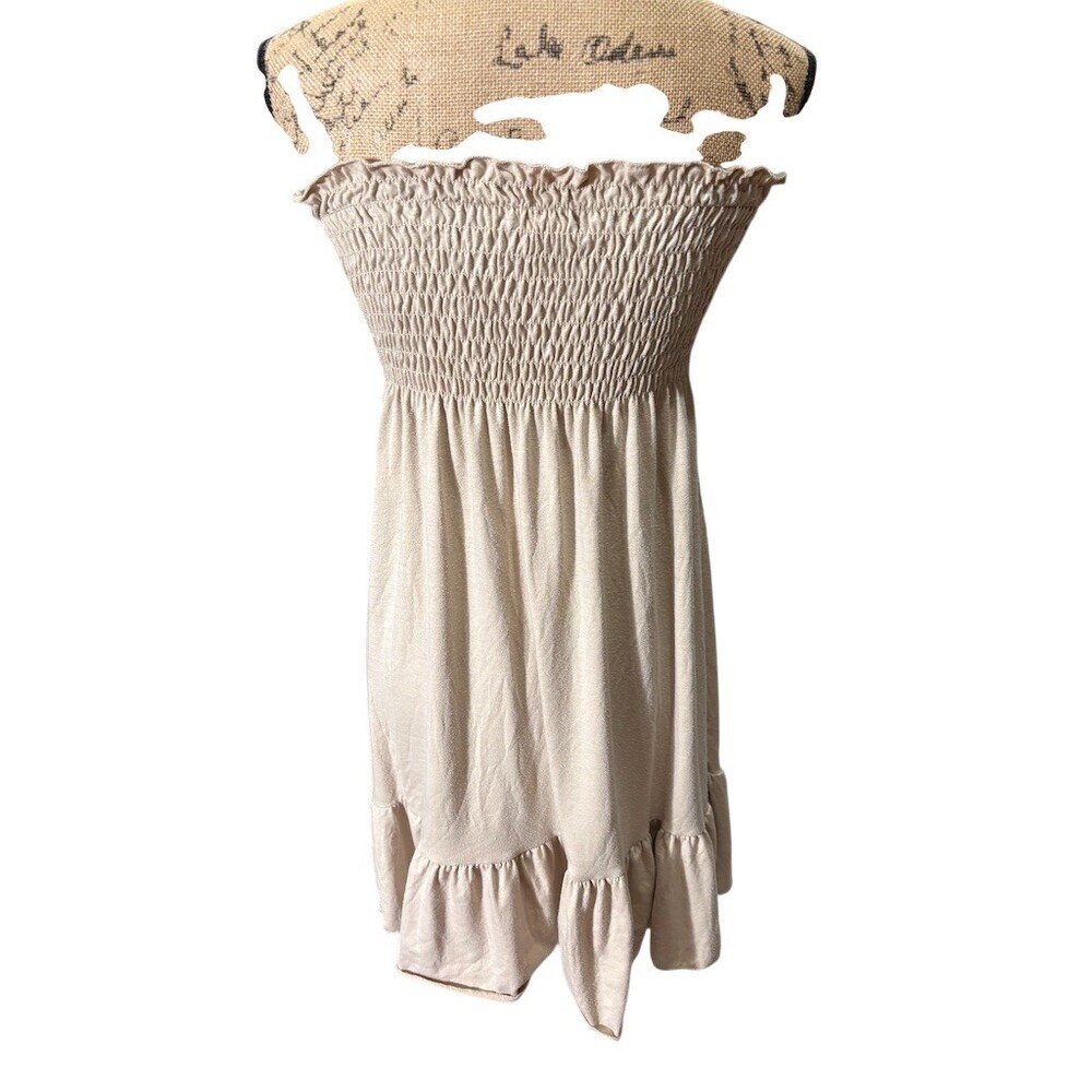 No Boundaries Dress Womens Size M Beige Strapless  Midi Boho Coquette Dainty - Picture 5 of 8
